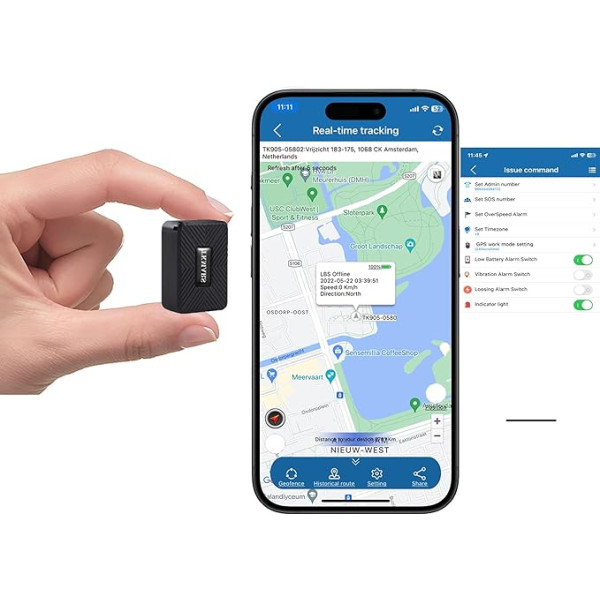 TKMARS GPS Tracker Mini GPS Tracker Small automašīnai, velosipēdam, bērnam, mugursomai utt. Bez abonēšanas ar bezmaksas lietotni