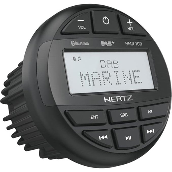 Hertz HMR 10D digitālais multimediju uztvērējs ar Bluetooth un DAB+ laivām/kuģiem