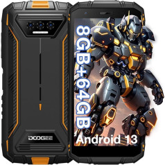 DOOGEE S41T (2024) izturīgs viedtālrunis, 8GB+64G(TF 1TB) Android 13 neiznīcināms tālrunis, 6300mAh akumulators, mobilais telefons, 13MP kamera, 5,5