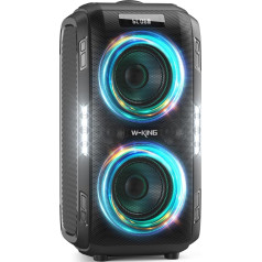 W-KING 250 W maksimālais Bluetooth skaļruņu skaļruņu kaste, liela, V5.3 Music Box skaļruņu kaste Bluetooth Party Boom Box, 12 Custom Bass/Extra Deep Bass/Huge 120 dB/16,5 cm skaļruņi/IPX5/LED/MIC & Guitar IN/USB/TF/AUX