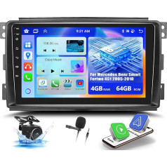 OiLiehu 4+64G 8 Core Android 13 Double DIN Radio priekš Mercedes Benz Smart Fortwo 451 2005-2010 CarPlay Android auto radio ar ekrānu 9