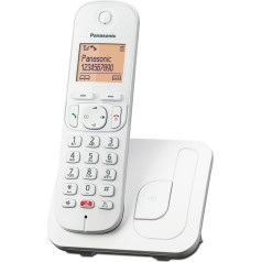 Panasonic KX-TGC250SPW digitālais bezvadu tālrunis senioriem ar zvanu bloķēšanu, viegli nolasāmu displeju, brīvroku zvanīšanu, modinātāju, vienām austiņām, balts