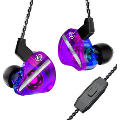 keephifi CCZ DC01 Pro In-Ear monitora austiņas, 1DD Bass HiFi IEM austiņas, V-veida vadu austiņas, noņemami 2-pin Z-OFC kabeļi mūziķiem, bundziniekiem (violetas, ar mikro)