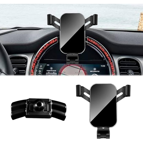 KUNGKIC Auto mobilā tālruņa turētājs Regulējams auto tālruņa turētājs, saderīgs ar Mini Cooper JCW F54 F55 F56 F57 F57 F60 Countryman 2022-2023 Piederumi Interjers 360° rotācija Cinka sakausējums ABS (melns)