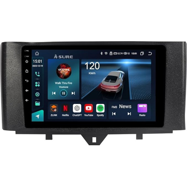 JUNHUA Android 13 Auto Radio priekš Smart Fortwo II 451 2011-2015 8-core 4+64GB Auto Radio ar Wireless Carplay Android Auto Bluetooth DSP USB 4G LTE