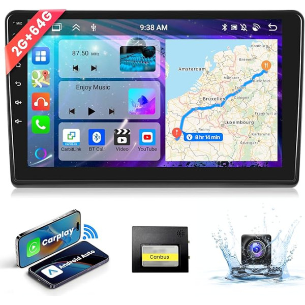 2 + 64G 9 collu Android auto radio bezvadu carplay Ducato 3/Peugeot Boxer 2/Citroen Jumper2 2011-2022 Android auto Bluetooth ar ekrānu ar navigāciju ar AHD atpakaļskata kameru HIFI