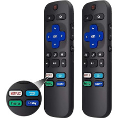 Fourmor (2 gab.) Rezerves tālvadības pults Roku TV, kas saderīga ar Roku iebūvēto TCL/LG/Hisense/Philips/Sharp/Onn/Insignia/Element TV 【ne Roku Stick un Box】