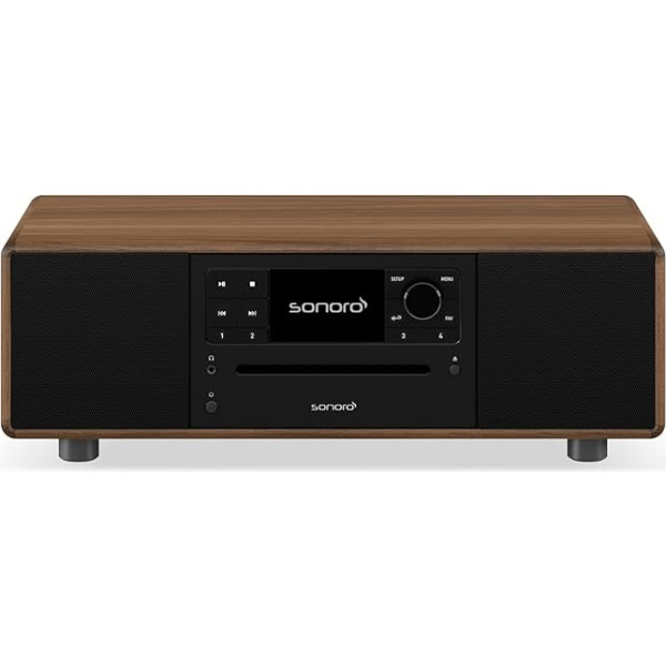 sonoro Prestige kompaktā sistēma ar CD atskaņotāju, Bluetooth un interneta radio (FM, WLAN, DAB Plus, Spotify, Amazon, Deezer) Antracīta riekstkoks