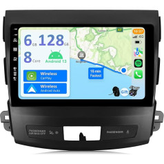 YUNTX [6GB + 128GB] Android 13 autoradio Mitsubishi Outlander/Peugeot 4007/Citroen C-Crosser-[Integrēts CarPlay/Android Car/DSP/GPS]-9 collu IPS 2.5D kamera + MIC-DAB/Stūres vadības stūres vadība/spoguļskats