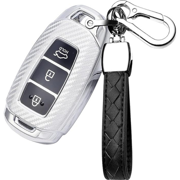 HIBEYO Smart Car Key Case Fits Hyundai Key Shell Protective Cover TPU for Hyundai Kona i10 i10 i30 i30 ioniq Tucson Santa Fe Key Fob Remote Key Fob 3-Button Silver