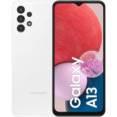 Samsung Galaxy A13 Android viedtālrunis, 6,6 collu Infinity-V displejs, Android 12, 4 GB RAM un 128 GB iekšējās paplašināmās atmiņas², 5000 mAh³ akumulators, balts