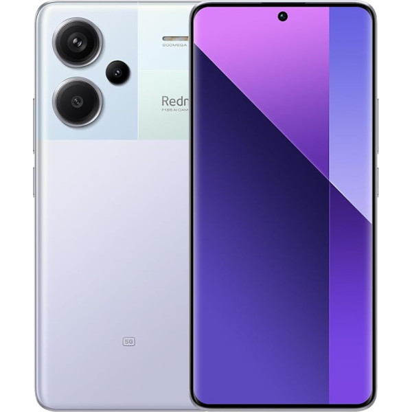 Xiaomi Redmi Note 13 Pro+ 5G Aurora Purple - viedtālrunis 12+512GB, MediaTek 4nm procesors, 200MP kamera, 120W HyperCharge, 3D izliekts displejs, aizsardzība pret putekļiem un ūdeni (AK versija + 2 gadu garantija)