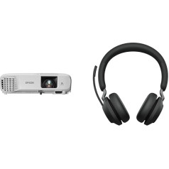 Epson EB-FH06 3LCD projektors un Jabra Evolve2 65 bezvadu austiņas - Microsoft Teams sertificētas stereo austiņas ar trokšņu slāpēšanu un ilgu akumulatora darbības laiku - USB-A Bluetooth adapteris - melnas krāsas