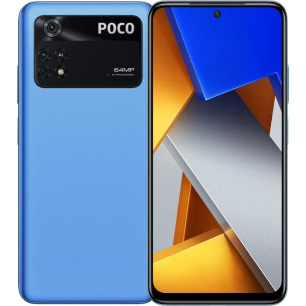 Poco M4 PRO 4G 128GB 6GB RAM Rūpnieciski atbloķēts (GSM, bez CDMA, nav saderīgs ar Verizon/Sprint) Komplektā ar ātro lādētāju, Cool Blue