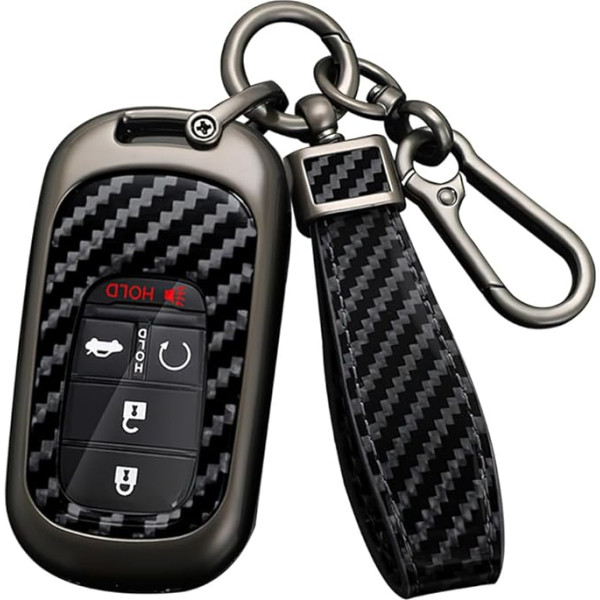 HIBEYO tālvadības pults automašīnu atslēgu futrālis piemērots Honda aizsargvāciņš Carbon Fibre Pattern Key Case Fits Honda Accord Civic Pilot HR-V CR-V Sport SI EX EX-L Touring Key Fob Black