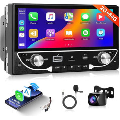 2G + 64G bezvadu Carplay Android auto radio 2 DIN ar Android auto GPS navigāciju WiFi ISO kabelis 6,86 collu skārienjūtīgais ekrāns Auto radio ar Mirror Link Bluetooth FM/RDS/EQ/DAB/OBD/DVR stūres vadības stūres rats