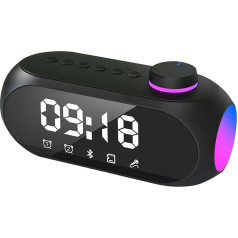 Bluetooth skaļrunis ar RGB gaismu un dubulto modinātāju, daudzfunkcionāla mūzikas kaste, pārnēsājama Bluetooth kaste, divi basa skaļruņi, 360° stereo skaņa, brīvroku funkcija tālrunim, ārā - melns