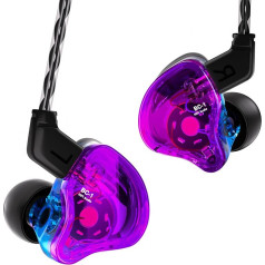 Yinyoo CCZ Melody In-Ear monitori Hybrid 1BA 1DD HiFi austiņas, dziļi basi, vieglas austiņas IEM ar 4N OFC kabeli mūziķim/bungu spēlētājam/basistam (violeti zilas, bez mikrofona)