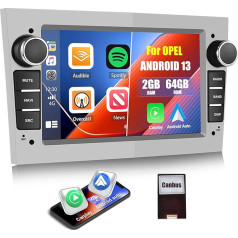 2G + 64G CAMECHO Android 13 Auto radio ar navigāciju Carplay Android Car priekš Opel Astra Zafira Corse Vectra Zafira, 7 collu Double DIN radio ar Bluetooth, FM RDS WiFi Mirror Link [Sudraba]