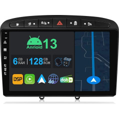 YUNTX 9 collu Android 13 auto radio ar satelītnavigāciju Peugeot 308 2007-2013 | Octa Core | 6GB 128GB | Iebūvēts 4G LTE | CarPlay un Android Car | DSP | DAB | QLED | Dual Band WiFi | Bluetooth 5.0 | GPS