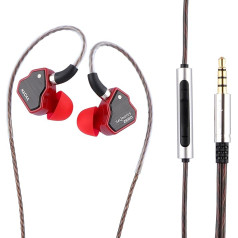 LINSOUL 7Hz Salnotes Zero HiFi 10 mm dinamiskā draivera IEM austiņas ar metāla kompozīta membrānu, nerūsējošā tērauda priekšējā plāksne, noņemams 2-pin OFC kabelis (sarkanas, ar mikrofonu, 3,5 mm)