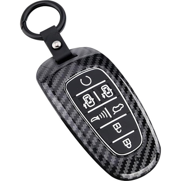 ontto Key Case Cover Fits Hyundai Nexo NX4 Sonata DN8 Grand Santa Fe Tucson Grandeur Azera Solaris 2020-2022 Key Ring ABS Protective Case Key Cover Key Box 7 pogas Black