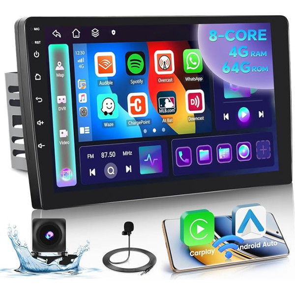 Inefala 10 collu Android 13 Auto radio 2 DIN 8 Core/4G + 64G ar bezvadu Carplay Android auto skārienjūtīgais ekrāns pēc radio auto ar GPS WiFi/4G radio AM/FM/RDS BT5.0 SWC USB atpakaļgaitas kamera