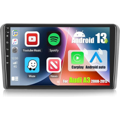 Android 13 Auto radio priekš Audi A3 S4 RS4 8E B6 B7 2008-2012 ar Carplay Android Car, 9 collu ekrāns Double DIN ar navigāciju Bluetooth WiFi HiFi FM + AHD atpakaļgaitas kamera