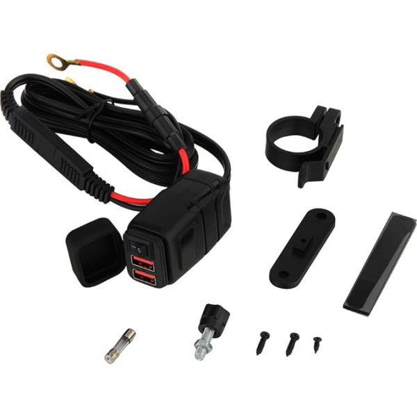 Madlife Garage 12 V USB ligzda motociklam, dubultais USB motocikla auto lādētājs, QC 3.0 dubultā lādētāja adaptera ligzda ar slēdzi, dubultā kontaktdakša 12 V ~ 24 V motocikla motociklam, autofurgonam, laivai