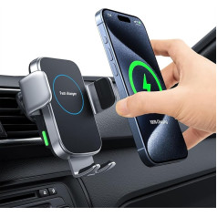 Hinyx bezvadu auto lādētājs, auto mobilā tālruņa turētājs ar uzlādes funkciju, automātiskā indukcija, Qi 15 W ātrais bezvadu lādētājs iPhone 14/15/12 Pro Max/XS, Samsung S20/Note10, Huawei LG