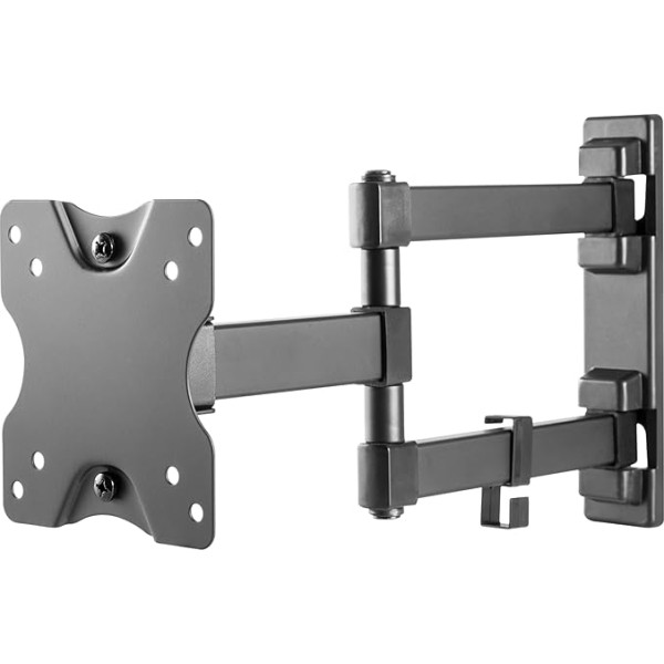 Deltaco Monitor Wall Mount, Movable TV/Monitor Bracket for Monitors from 13 to 27 Inch Flat & Curved, Monitors/TVs up to max. 20 kg VESA Standard 75 x 75 mm to 100 x 100 mm, Black