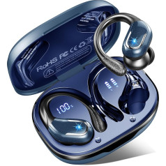 Bluetooth austiņas Sport, In-Ear austiņas Bezvadu Bluetooth 5.3 ar 4 ENC trokšņu slāpēšanu, 75H Hi-Fi Stereo Bluetooth austiņas, Dual LED displejs, IP7 ūdensizturīgas Bluetooth austiņas, USB-C,