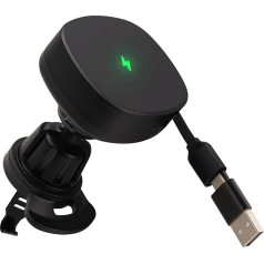 Leehitech bezvadu lādētājs, auto tālruņa lādētājs, 2 in 1 USB A+ C tipa ātrās bezvadu uzlādes autokrāvējs iPhone 15/14, 13/13 Pro/13 Mini/12/11/XS/XR/8, Samsung S20/S10/S9/Note 9