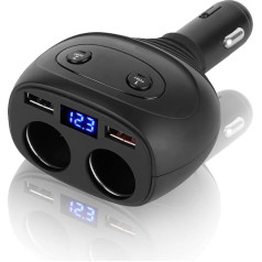 Yctze 64 W Auto lādētājs Cigarešu aizdedzinātājs Dual USB Cigāru ligzda QC3.0 Quick Charge Digitālais displejs