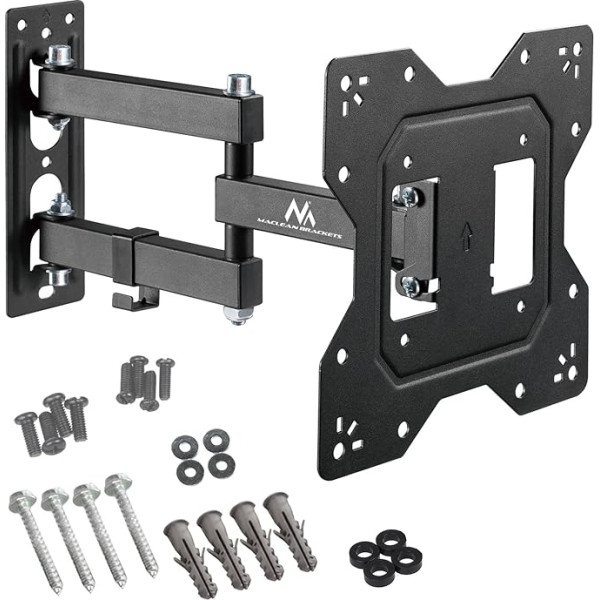 Maclean MC-700N TV sienas stiprinājums OLED/QLED/LCD/LED/Plazmas televizoriem 23-43 collas Maksimālā slodze līdz 30 kg VESA no 100 x 100 līdz 200 x 200 mm