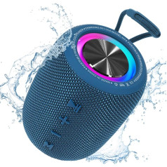 SENXINGYAN Bluetooth skaļrunis 20 W, Bluetooth kaste, LED mūzikas kaste, ūdensizturīga IPX6, 360° HD stereo skaļruņa skaņa, 16 h atskaņošanas laiks, atbalsta FM radio/AUX/TF (zila)