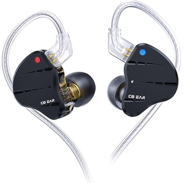 Yinyoo KBEAR KS10 In-Ear austiņu kabelis, 1DD 4BA IEM DJ austiņas, 10 mm kompozītmateriāla oglekļa nano caurulītes In-Ear monitoram, HiFi 3,5 mm austiņas ar elektronisko krosoveru sistēmu mūziķiem, spēlēm