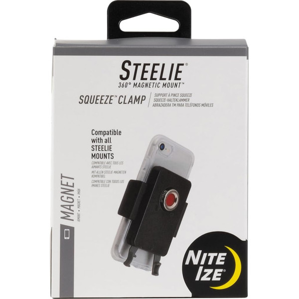 Nite Ize Steelie Squeeze skava, magnētiskais tālruņa turētājs priekš paneļa/Vent/Windshield, saderīgs ar MagSafe iPhone 12 Pro Max/Mini/Galaxy/Edge/Google Pixel u.c.