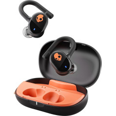 Skullcandy Push Play Active, bezvadu austiņas ausīs, 34 stundu akumulatora darbības laiks, Stay Aware režīms, Micro, saderīgas ar iPhone, Android un Bluetooth ierīcēm - melns/apelsīnu krāsā