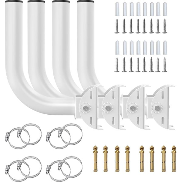 Universelle drahtlose Brückenhalterung, J-Pole Montagehalterung, Stange und Wandbefestigung für den Außenbereich, Punkt-zu-Punkt-AP-Zugangspunkt, Client-Brücke CPE mit Schlaufen und Schrauben, 4 Stück