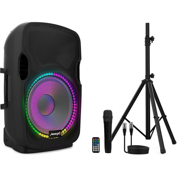 Audibax Party 12 Altavoz Activo Professional 12 Inch 500W Pico Bluetooth + Soporte + Kabelis + Micro