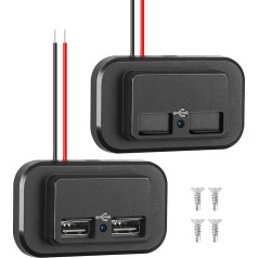 MaxEarn 2 Pack Dual USB auto lādētājs, Quick Charge 3.0 un PD Dual Port USB uzlādes adapteris 12V ~ 24V 4.8A autofurgonam, motociklam, kravas automašīnai, laivai, autofurgonam