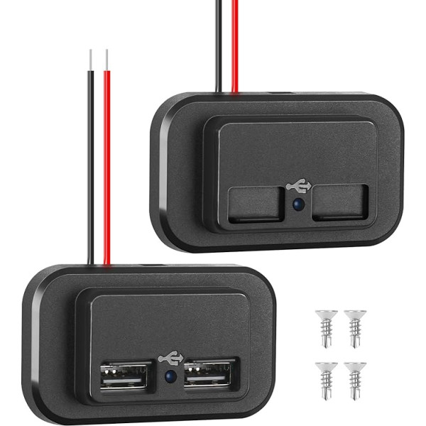 MaxEarn 2 Pack Dual USB auto lādētājs, Quick Charge 3.0 un PD Dual Port USB uzlādes adapteris 12V ~ 24V 4.8A autofurgonam, motociklam, kravas automašīnai, laivai, autofurgonam