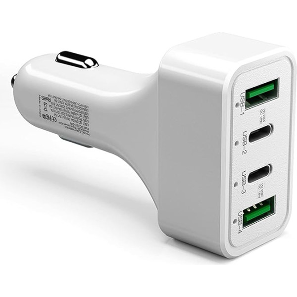 USB auto lādētājs, Disscool 40W USB C auto lādētājs Fast Charge PD+QC auto lādētājs 4 porti lādētāja adapteris C tipa PD 20W saderīgs ar Samsung