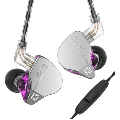 keephifi Kbear Kbear IEM Flash 1BA+1DD austiņas HiFi In-Ear Monitor, In-Ear monitori ar CNC vāku, dinamiskais draiveris 10 mm, noņemams kabelis (violeta, ar mikro)