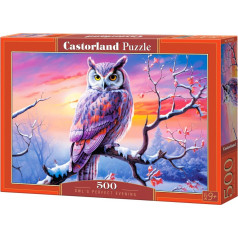 Puzzle 500 elementi pūce saulrieta laikā