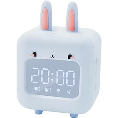 DLUUU Bunny Alarm Clock, OK to Wake Alarm Clock for Kids, Loud Alarm Clock for Heavy Sleepers, Digital Alarm Clock for Bedroom with Timing Night Light, Boys Girls Birthday Gifts