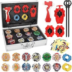 12-in-1 Battle Spinner Set with 3 Burst Turbo Launcher and Storage Box, Beyblade Metal Fusion Bayblade Start, Spinning Top for Children from 6 Years, Birthday Christmas Gift for Children