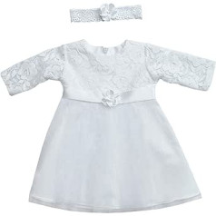 deine-Brautmode bērnu kleita kristību kleita ballītes kleita meitenēm mazuļa kristību mežģīnes balta, balta