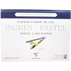 Clairefontaine Ingres 96484C Drawing Pad Glued at the Top 36 x 48 cm 25 Sheets Grained 130 g Ideal for Drying Techniques Pastel White